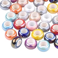 Large Hole Porcelain Beads – Pastel Aurora Mix Rondelle | Pack of 10