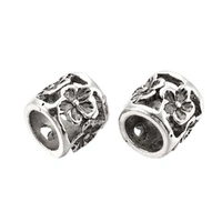 Large Hole Metal Beads – Antique Silver Bloom | Pack of 10