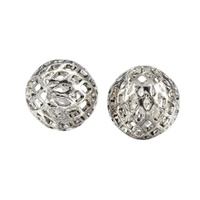 Large Hole Metal Beads – Antique Silver Grid (Pack of 10)
