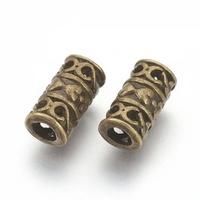 Large Hole Metal Beads – Antique Bronze Column 12x6mm (Pack of 10)
