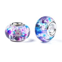 Transparent Resin European Beads – Deep Sky Splash 13.5x9mm (Pack 10)