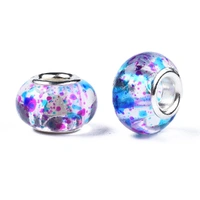 Transparent Resin European Beads – Deep Sky Splash 13.5x9mm (Pack 10)