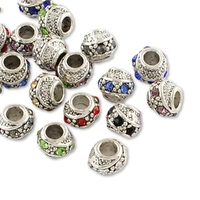 Imperial Jewel Mix Rhinestone Barrel Metal European Beads (Pack 10)