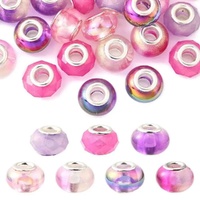 Pink Champagne Glow Resin European Beads 14mm (Pack 10)