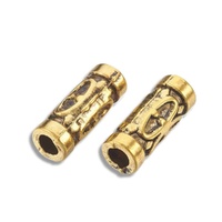Nomad Gold Antique Tube Alloy Beads 13mm (Pack 10)
