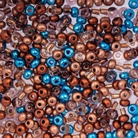 Czech Glass Seed Beads 6/0 Rust & Blue Mix – 22g Vial