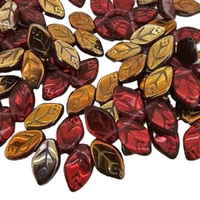 Czech Glass Leaf Beads 12x7mm – Transparent Rose Half Capri