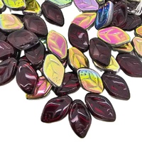 Czech Glass Leaf Beads 12x7mm – Garnet Half Vitrail