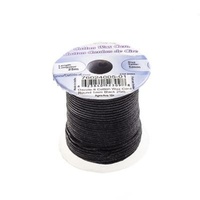 Cotton Wax Cord 1mm Round Black – 25m Spool