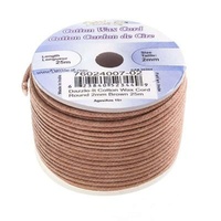 Cotton Wax Cord 2mm Round Brown – 25m Spool