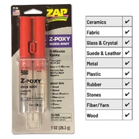 Z-Poxy Quick Shot 5 Minute Epoxy Glue 1oz Clear 2 Part Adhesive