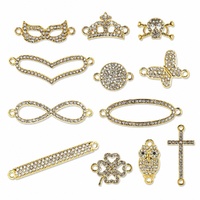 Assorted Gold Tone Rhinestone Connector Charms x 12