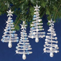 Beaded Christmas Ornament Kit – Frosty Trees (Makes 4)