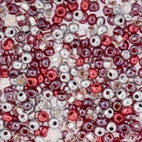 Czech Glass Seed Beads 6/0 Steel and Scarlet Mix – 22g Vial