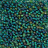 Czech Glass Seed Beads 8/0 Silver-Lined Green Rainbow – 22g Vial