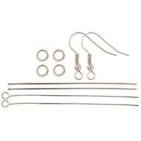 Silver Tone Earring Making Findings Pack – Makes 1 Pair