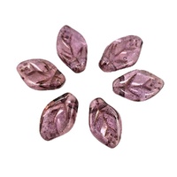 Czech Glass Leaf Beads 12 x 7mm – Crystal Pink Lustre – 10 Pack
