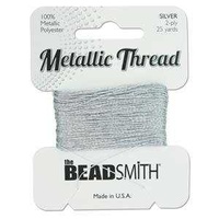 Metallic Embellishment Thread - 2 Ply - Silver x 25 Yards