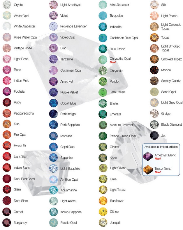 Preciosa Crystal Color Chart