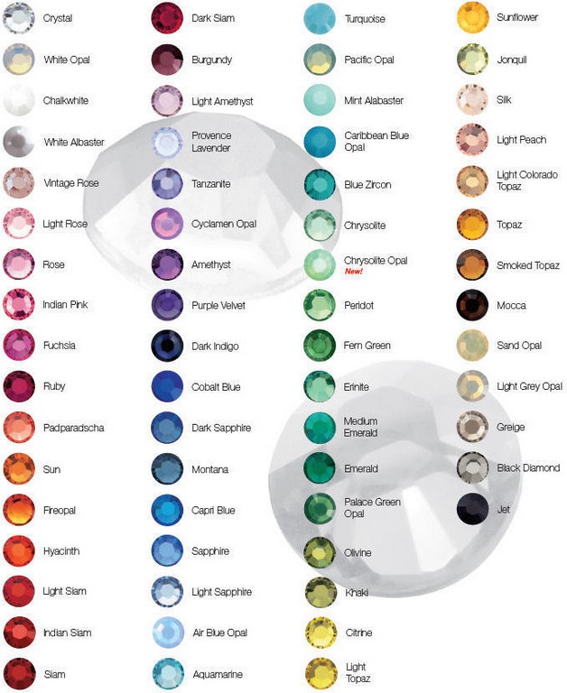 Swarovski Flatback Crystals Color Chart